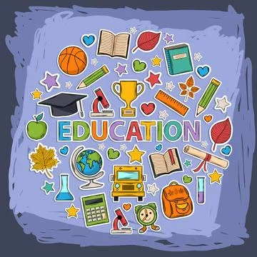 Vector doodle education set Vector doodle education set with different the... Stock Photos