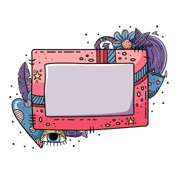 Vector doodle frame for design. Creative doodle illustrations. Template with  Stock Illustration