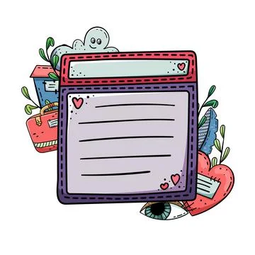 Vector doodle frame for design. Creative doodle illustrations. Template with  Illustrazione stock