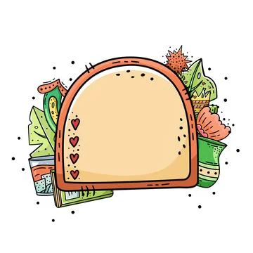 Vector doodle frame for design. Creative doodle illustrations. Template with  Ilustração Stock