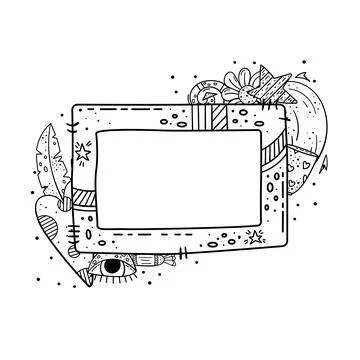 Vector doodle frame for design. Creative doodle illustrations. Template with  스톡 일러스트