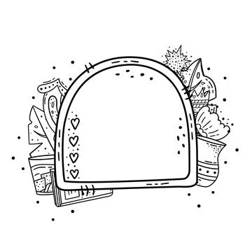 Vector doodle frame for design. Creative doodle illustrations. Template with  Illustrazione stock