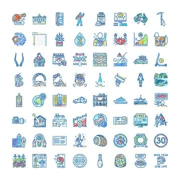 Vector doodle global business and technology icons Stock Illustration