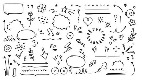 Vector doodle hand drawn abstract drawings illustration, black lines isolat.. Illustrazione stock