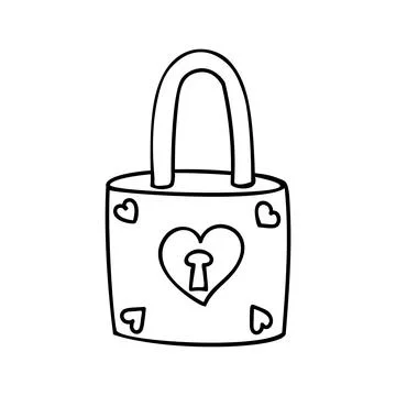 Vector doodle icon of lock on a white background Stock Illustration