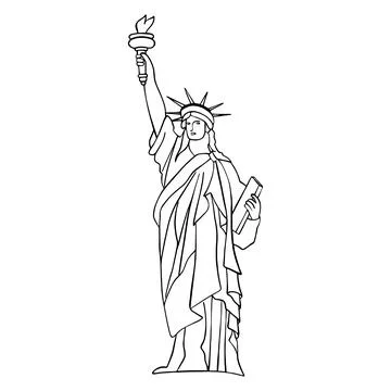 Vector doodle icon of the Statue of Liberty in America, sketch Ilustración de archivo