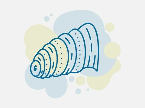 Vector doodle illustration of cartoon seashell. Icon on the marine theme Stock Illustration