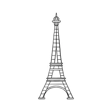 Vector doodle illustration of Eiffel Tower on black and white sketch style Stock-Illustration