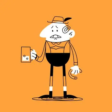 Vector doodle illustration. An German man in national costume stands with a.. Stock Illustration