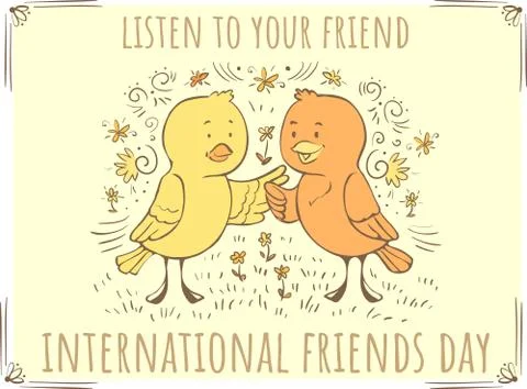 Vector doodle illustration Listen to your friend - birds tweet chirp Stock Illustration