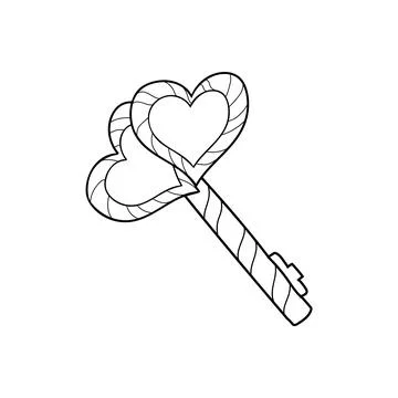 Vector doodle key illustration in the form of hearts Stock Illustration