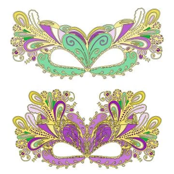 Vector doodle Mardi Gras carnival mask Stock Illustration