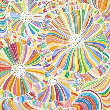 Vector doodle outline abstract ornamental flowers stripe background Stock Illustration