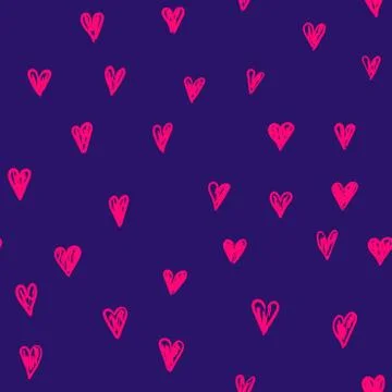 Vector doodle pattern with heats, made of brush stroke. Illustrazione stock