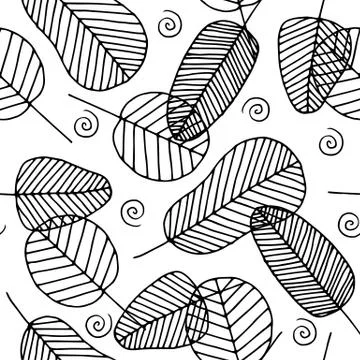 Vector doodle seamless pattern with leaves Stock Illustration