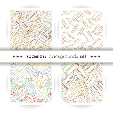 Vector doodle seamless pattern set with ink brush or pen strokes Illustrazione stock