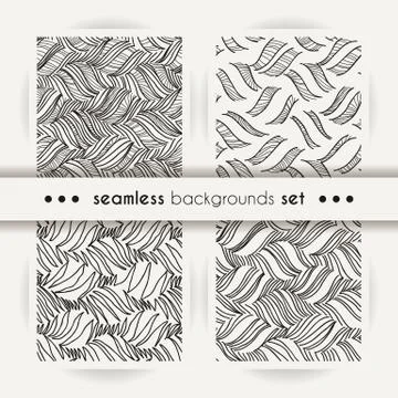 Vector doodle seamless pattern set with ink brush or pen strokes Stock Illustration