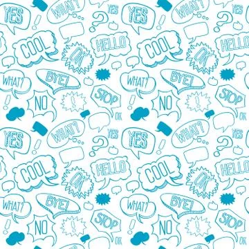 Vector doodle seamless pattern with speech bubbles Illustrazione stock