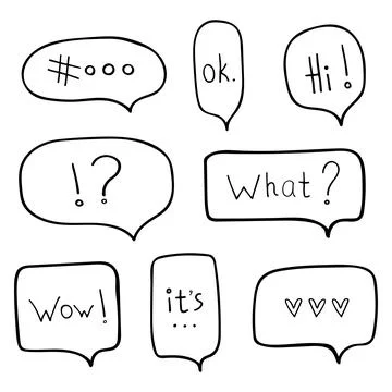 Vector doodle set, chat window, hand drawn set on white background Stock Illustration