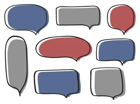 Vector doodle set, chat window, hand drawn set on white background, multicolo Stock Illustration