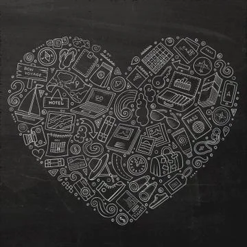 Vector doodle set of travel theme items イラスト素材