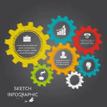 Vector doodle sketch elements for infographic. Stock Illustration