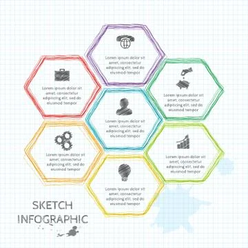 Vector doodle sketch elements for infographic. Stock Illustration