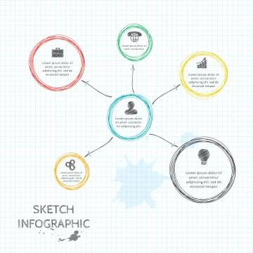 Vector doodle sketch elements for infographic. Stock Illustration