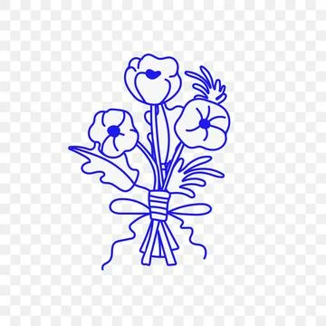 Vector doodle sketch illusrtation, flowers in line hand drawn style. Gift a.. Stock Illustration