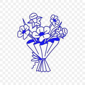 Vector doodle sketch illusrtation, flowers in line hand drawn style. Gift a.. Stock Illustration