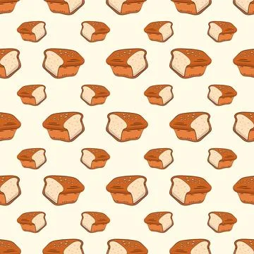 Vector doodle sketch style breads and baguettes bakery seamless pattern. 스톡 일러스트