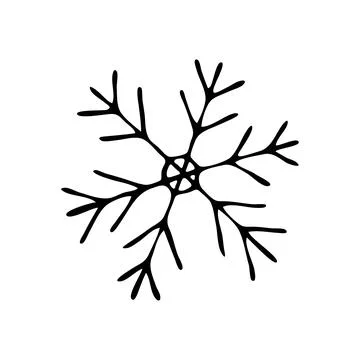 Vector doodle snowflake. The weather is snowy. Hand drawn meteorological fore Stock Illustration