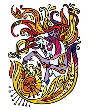 Vector doodle unicorn Stock Illustration