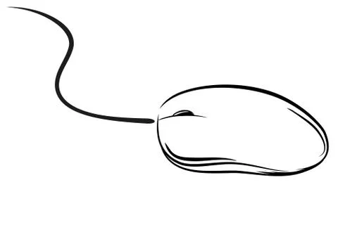 Vector doodle of wired computer mouse 스톡 일러스트