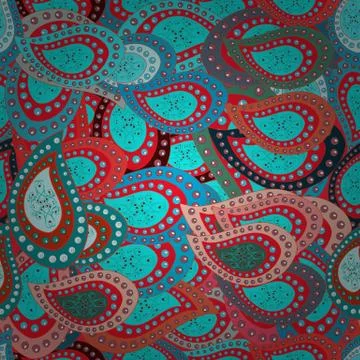 Vector. Doodles neutral, red and blue on colors. Fashionable fabric pattern. Sea Stock Illustration