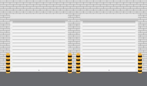 Vector Door with Rolling Shutters on white background. Vector illustration. Stock Illustration