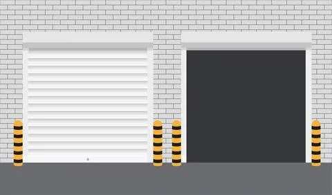 Vector Door with Rolling Shutters on white background. Vector illustration. Stock Illustration