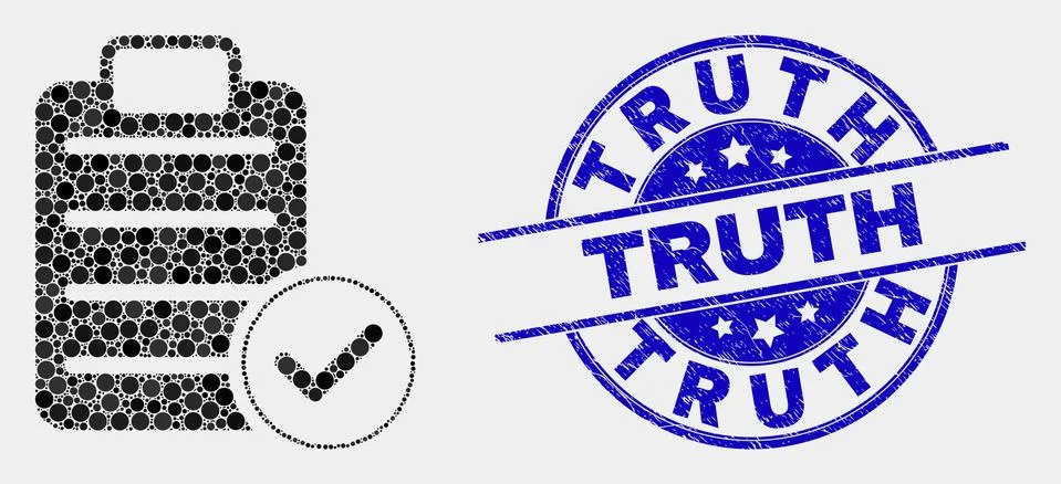 Vector Dot Accept Pad Text Icon and Distress Truth Watermark Stock Illustration