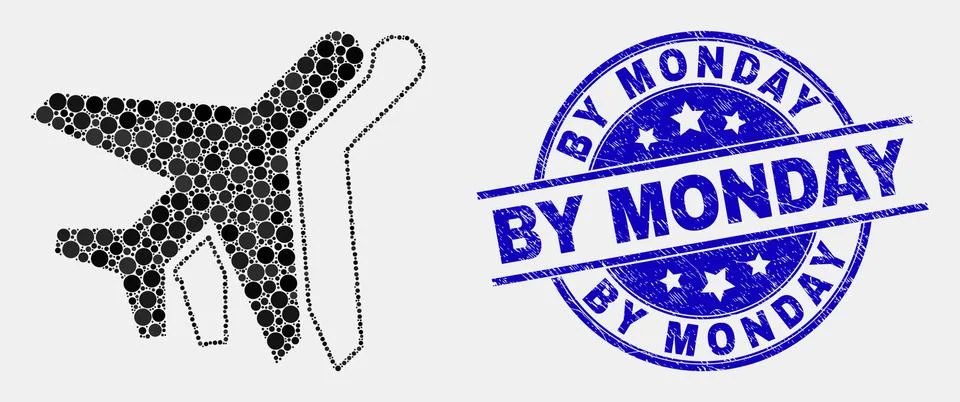 Vector Dot Aviation Icon and Grunge By Monday Stamp Seal Stock Illustration
