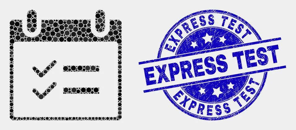 Vector Dot Calendar Page Tasks Icon and Scratched Express Test Seal イラスト素材