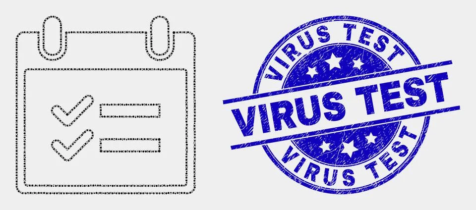 Vector Dot Calendar Page Tasks Icon and Distress Virus Test Watermark Stock Illustration