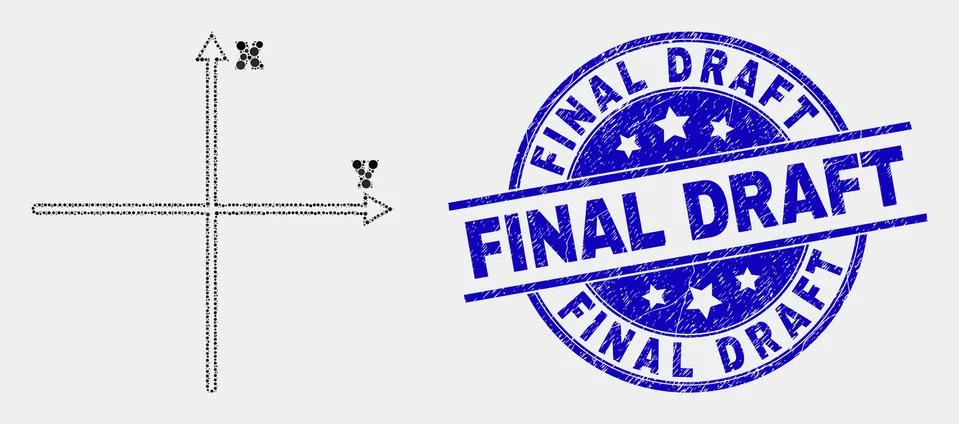 Vector Dot Cartesian Axes Icon and Scratched Final Draft Watermark Stock Illustration