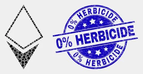 Vector Dot Crystal Icon and Scratched 0% Herbicide Watermark Illustrazione stock
