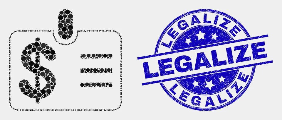 Vector Dot Dollar Badge Icon and Grunge Legalize Stamp Stock-Illustration
