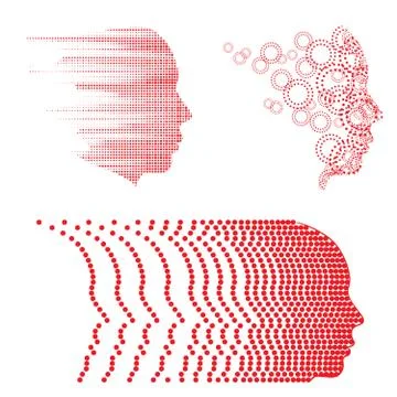 Vector dot face logo and head logo set Иллюстрация