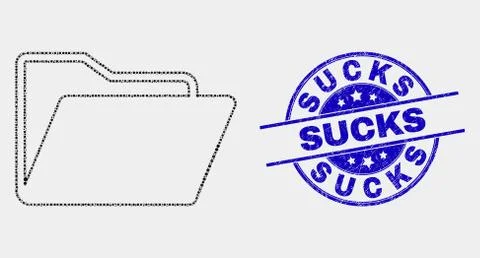 Vector Dot Folder Icon and Distress Sucks Stamp Seal Stock Illustration