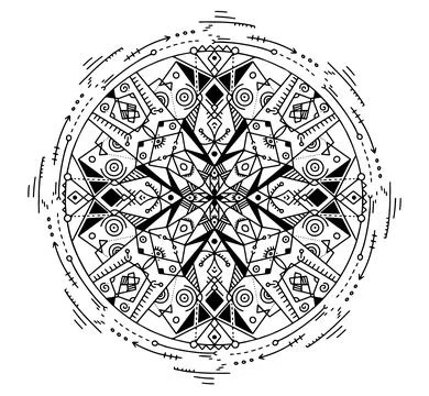 Vector dot geometric mandala for painting Stock Illustration