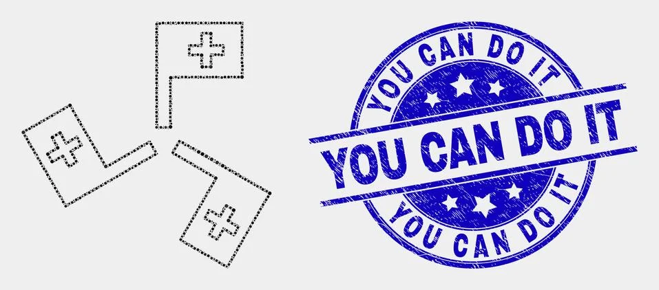 Vector Dot Medical Flags Icon and Grunge You Can Do It Seal Ilustración de archivo