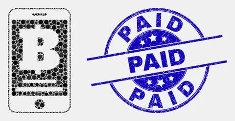 Vector Dot Mobile Bank Icon and Distress Paid Watermark 스톡 일러스트