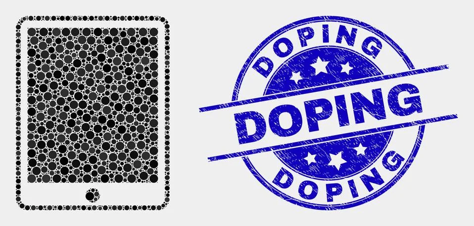 Vector Dot Mobile Organizer Icon and Distress Doping Stamp Seal 스톡 일러스트